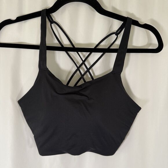 Nike Sports Bra Women's Medium Black Padded Pullover Cross Strappy - Picture 1 of 7